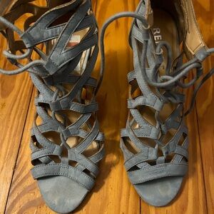 Trendy Blue Lace-Up Sandals
